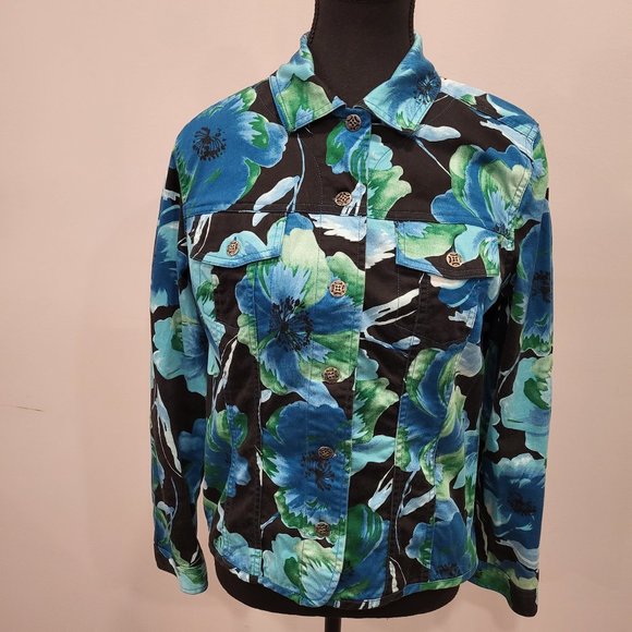 Hawaiian Floral Cotton Spandex Jacket Summer Coat - Picture 1 of 4